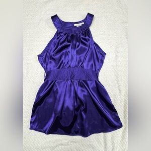 Charlotte Russe Y2K Purple Satin Halter “Going Out” Top Size Small Like New